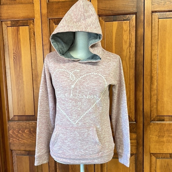 Vacationland Wear Graphic Hooded Sweatshirt Heathered Red w Kangaroo Pocket S - Picture 5 of 13